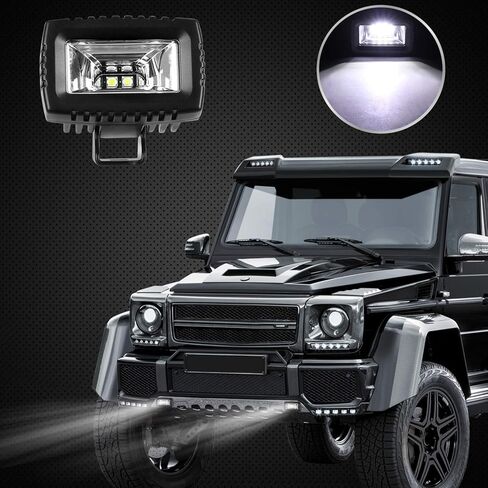 قرون Led صفراء، 2 قطعة 20 وات شريط إضاءة LED للفيضانات أضواء الطرق الوعرة أضواء القيادة الاحتياطية مصباح الضباب لشاحنة ATV UTV SUV أضواء القوارب in Kuwait