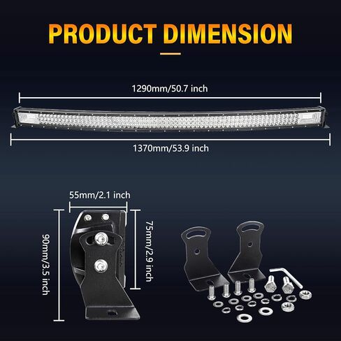 AUXTINGS 22 inch 56 cm 270W Curved LED Light Bar 7D Lens Spot Flood Combo Beam Triple Row LED Work Diving Lights for Off Road ATV AWD SUV 4WD 4x4 Pickup,12V 24V DT Connector Waterproof in Saudi Arabia