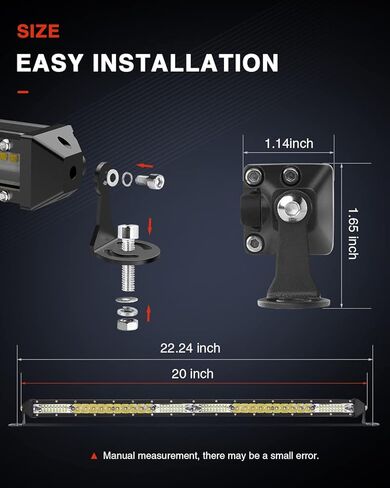 شريط إضاءة LED مقاس 11 بوصة، شريط إضاءة LED بصف واحد، مجموعة إضاءة للقيادة على الطرق الوعرة، ضوء عمل LED قطعة واحدة لشاحنة ATV، UTV، سيارات الدفع الرباعي، السيارات... in Kuwait