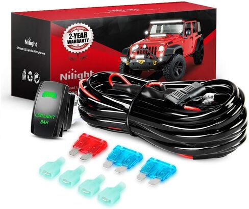 Nilight 16AWG LED Light Bar Wiring Harness Kit 2 Leads 12V On/Off 5 Pin Rocker Switch Power Relay Blade Fuse for Jeep Boat Trucks in Saudi Arabia
