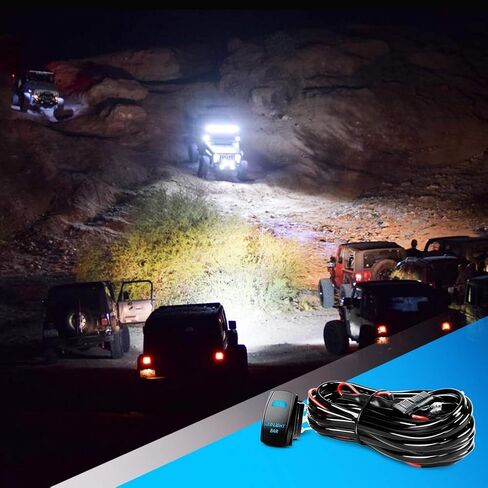 Nilight 16AWG LED Light Bar Wiring Harness Kit 2 Leads 12V On/Off 5 Pin Rocker Switch Power Relay Blade Fuse for Jeep Boat Trucks in Saudi Arabia