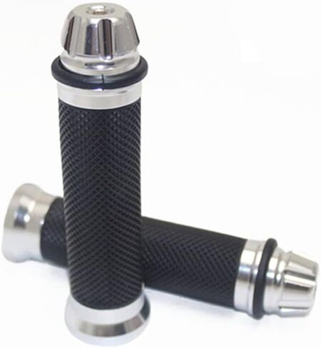 مقابض مقبض عالمية للدراجات النارية مقاس 7/8 بوصة، سباق مطاطي مضاد للانزلاق بدون مقبض طرفي متوافق مع Yamaha Honda Kawasaki Triumph Dirt Bike، هدية 50 حزمة من ملصقات الدراجات النارية (فضية) in Kuwait