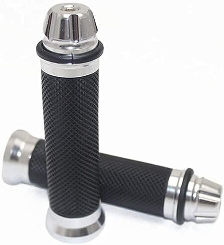 مقابض مقبض عالمية للدراجات النارية مقاس 7/8 بوصة، سباق مطاطي مضاد للانزلاق بدون مقبض طرفي متوافق مع Yamaha Honda Kawasaki Triumph Dirt Bike، هدية 50 حزمة من ملصقات الدراجات النارية (فضية) in Kuwait