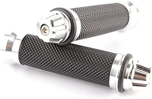 مقابض مقبض عالمية للدراجات النارية مقاس 7/8 بوصة، سباق مطاطي مضاد للانزلاق بدون مقبض طرفي متوافق مع Yamaha Honda Kawasaki Triumph Dirt Bike، هدية 50 حزمة من ملصقات الدراجات النارية (فضية) in Kuwait