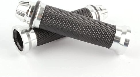 مقابض مقبض عالمية للدراجات النارية مقاس 7/8 بوصة، سباق مطاطي مضاد للانزلاق بدون مقبض طرفي متوافق مع Yamaha Honda Kawasaki Triumph Dirt Bike، هدية 50 حزمة من ملصقات الدراجات النارية (فضية) in Kuwait