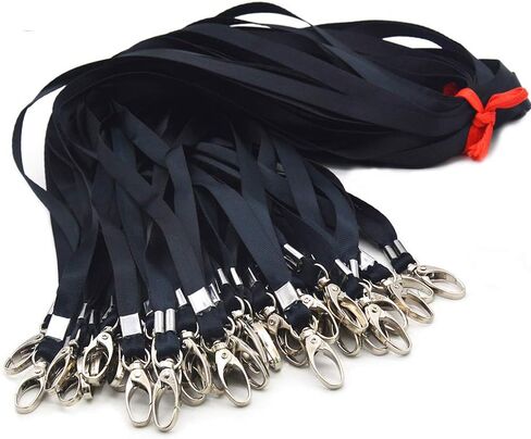 Black Lanyards Bulk Lanyards for Id Badges 50 Pack Each 17.7-Inch Lanyard Clip Woven Badge Lanyard with Clip Swivel Hooks (Black, 50) in Saudi Arabia