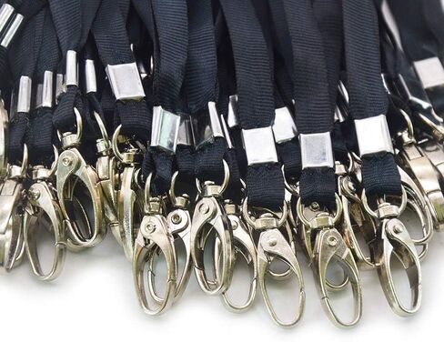 Black Lanyards Bulk Lanyards for Id Badges 50 Pack Each 17.7-Inch Lanyard Clip Woven Badge Lanyard with Clip Swivel Hooks (Black, 50) in Saudi Arabia