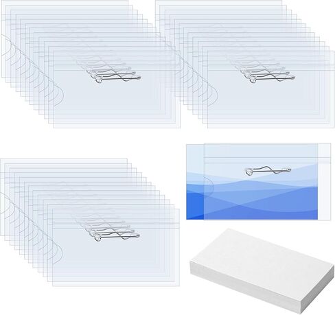 100 قطعة من حاملات شارة الاسم على شكل دبوس، علامات اسم الهوية مع مشابك، علامات الاسم، حاملات شارة الاسم، حاملات شارة الاسم الأفقية مع 100 قطعة من بطاقات الإدخال المناسبة (3.54 × 2.16 بوصة) in Kuwait