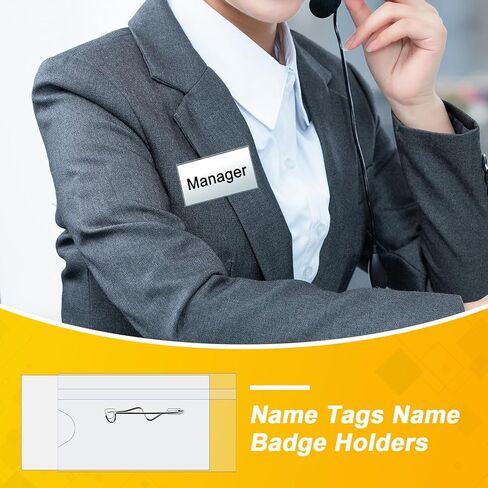 100 قطعة من حاملات شارة الاسم على شكل دبوس، علامات اسم الهوية مع مشابك، علامات الاسم، حاملات شارة الاسم، حاملات شارة الاسم الأفقية مع 100 قطعة من بطاقات الإدخال المناسبة (3.54 × 2.16 بوصة) in Kuwait