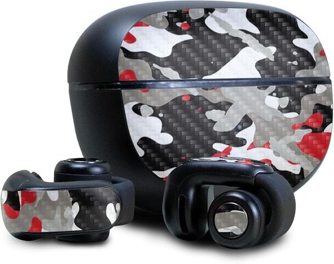 Glossy Glitter Skin Compatible with Bose Ultra Open Earbuds - Black Camo - Premium 3M Vinyl Protective Wrap Decal Cover - Easy to Apply | Crafted in The USA by MightySkins in Saudi Arabia