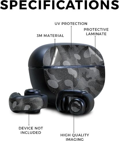 Glossy Glitter Skin Compatible with Bose Ultra Open Earbuds - Black Camo - Premium 3M Vinyl Protective Wrap Decal Cover - Easy to Apply | Crafted in The USA by MightySkins in Saudi Arabia