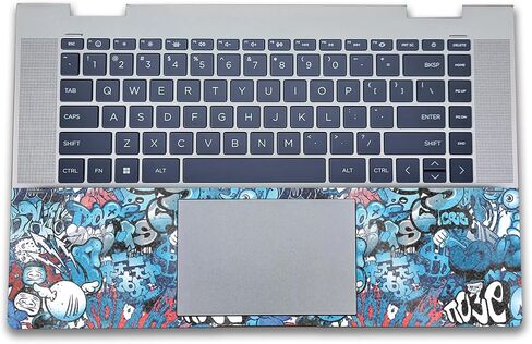 Glossy Glitter Laptop Skin Compatible with HP Envy x360 15" (2023) - Blue Meanies - Premium 3M Vinyl Protective Wrap Decal Cover - Easy to Apply | Crafted in The USA by MightySkins in Saudi Arabia