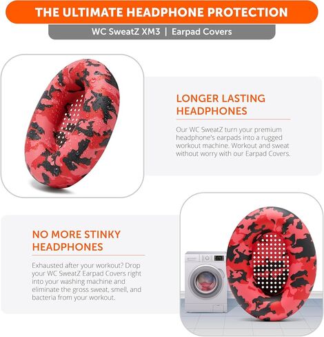 WC SweatZ XM3 - Protective Earpad Sweat Covers for Sony WH1000XM3 by WC | Silicone Ear Covers for Sony WH-1000XM3 Headphones | Sweatproof & Easily Washable | Black in Saudi Arabia