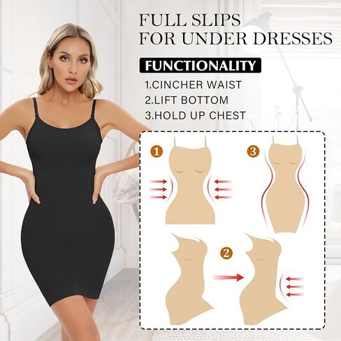 Women Shapewear Slips Adjustable Tummy Control Full Slip Cami Dress Seamless Body Shaper for Under Dresses in Saudi Arabia
