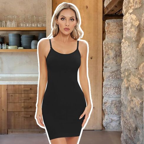 Women Shapewear Slips Adjustable Tummy Control Full Slip Cami Dress Seamless Body Shaper for Under Dresses in Saudi Arabia