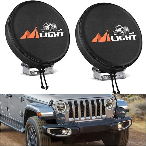Nilight 7inch Round Offroad Driving Pod Light Cover, 7.25 Inch Diameter Black Leather Protective Cover for Auxiliary Ditch Fog Bumper Headlight on Jeep Truck SUV ATV UTV Tractor, 2 Years Warranty in Saudi Arabia