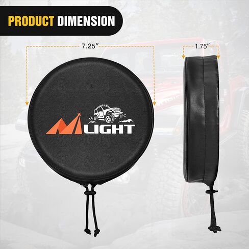 Nilight 7inch Round Offroad Driving Pod Light Cover, 7.25 Inch Diameter Black Leather Protective Cover for Auxiliary Ditch Fog Bumper Headlight on Jeep Truck SUV ATV UTV Tractor, 2 Years Warranty in Saudi Arabia