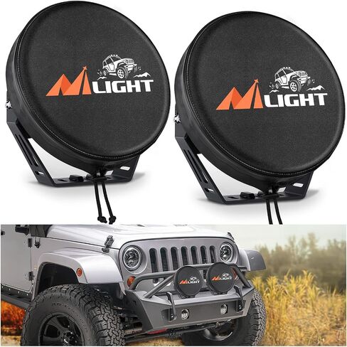 Nilight 7inch Round Offroad Driving Pod Light Cover, 7.25 Inch Diameter Black Leather Protective Cover for Auxiliary Ditch Fog Bumper Headlight on Jeep Truck SUV ATV UTV Tractor, 2 Years Warranty in Saudi Arabia