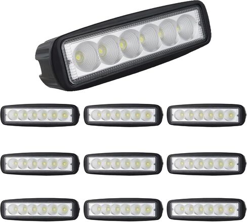Willpower 10 قطع 6 بوصة 18 وات مصباح LED للفيضانات يعمل على الطرق الوعرة عالي الطاقة ATV 4x4 جرار على الطرق الوعرة ضوء الضباب القيادة بار شاحنة SUV سيارة IP67 مقاوم للماء والغبار والصدمات 12 فولت - 24 فولت in Saudi Arabia