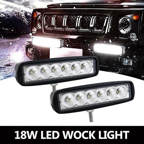 Willpower 10 قطع 6 بوصة 18 وات مصباح LED للفيضانات يعمل على الطرق الوعرة عالي الطاقة ATV 4x4 جرار على الطرق الوعرة ضوء الضباب القيادة بار شاحنة SUV سيارة IP67 مقاوم للماء والغبار والصدمات 12 فولت - 24 فولت in Saudi Arabia
