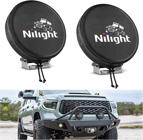 غطاء خفيف للقيادة على الطرق الوعرة مقاس 7 بوصات من Nilight، غطاء واقٍ من الجلد الأسود بقطر 7.25 بوصة للمصباح الأمامي المساعد للضباب على شاحنة جيب SUV ATV UTV، ضمان لمدة عامين in Saudi Arabia
