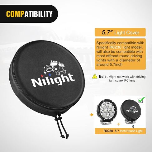 غطاء خفيف للقيادة على الطرق الوعرة مقاس 7 بوصات من Nilight، غطاء واقٍ من الجلد الأسود بقطر 7.25 بوصة للمصباح الأمامي المساعد للضباب على شاحنة جيب SUV ATV UTV، ضمان لمدة عامين in Saudi Arabia