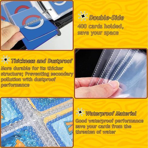 حافظة بطاقات بأربعة جيوب، حامل حافظة بطاقات تجارية يناسب 400 بطاقة مع 50 غلافًا قابلاً للإزالة، منظم تخزين حافظة كتب الألبومات لألعاب الأولاد والبنات in Kuwait