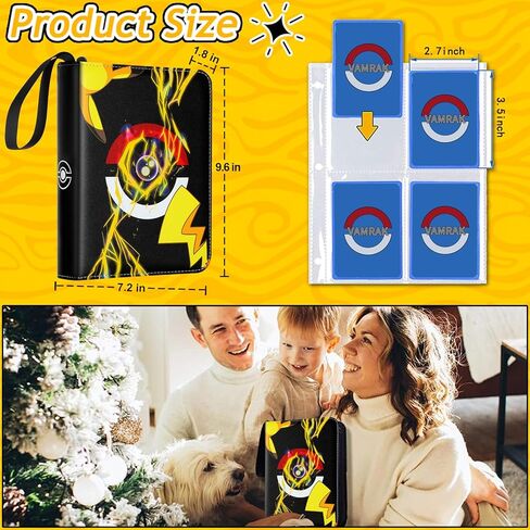 حافظة بطاقات بأربعة جيوب، حامل حافظة بطاقات تجارية يناسب 400 بطاقة مع 50 غلافًا قابلاً للإزالة، منظم تخزين حافظة كتب الألبومات لألعاب الأولاد والبنات in Kuwait