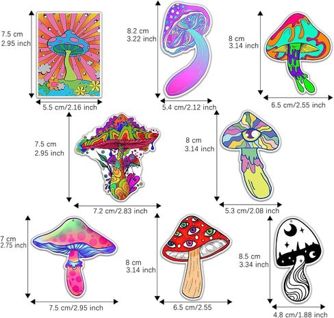 Mushroom Black Ice Car Air Freshener（8Pack）Mushroom Decor Car Accessories Hippie Gifts Merch Air Freshener Pendant Room Decoration for Hanging Rearview Car Interior Household in Saudi Arabia
