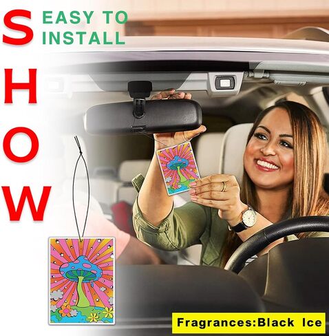 Mushroom Black Ice Car Air Freshener（8Pack）Mushroom Decor Car Accessories Hippie Gifts Merch Air Freshener Pendant Room Decoration for Hanging Rearview Car Interior Household in Saudi Arabia