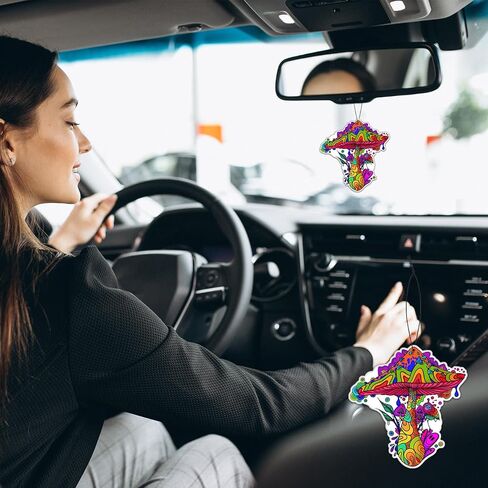 Mushroom Black Ice Car Air Freshener（8Pack）Mushroom Decor Car Accessories Hippie Gifts Merch Air Freshener Pendant Room Decoration for Hanging Rearview Car Interior Household in Saudi Arabia