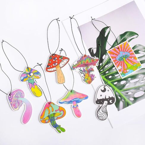 Mushroom Black Ice Car Air Freshener（8Pack）Mushroom Decor Car Accessories Hippie Gifts Merch Air Freshener Pendant Room Decoration for Hanging Rearview Car Interior Household in Saudi Arabia