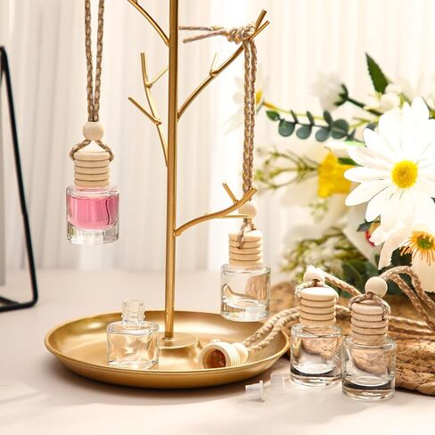 Zubebe 500 Pcs Hanging Car Aromatherapy Diffusers Glass Perfume Bottle Bulk Clear Empty Refillable Air Freshener for Pendant Perfume Essential Oil Fragrance Car Interior Decoration (Cylindrical) in Saudi Arabia