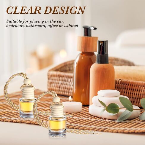 Zubebe 500 Pcs Hanging Car Aromatherapy Diffusers Glass Perfume Bottle Bulk Clear Empty Refillable Air Freshener for Pendant Perfume Essential Oil Fragrance Car Interior Decoration (Cylindrical) in Saudi Arabia