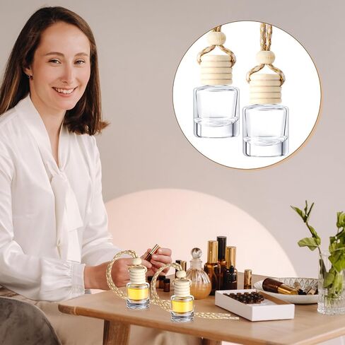 Zubebe 500 Pcs Hanging Car Aromatherapy Diffusers Glass Perfume Bottle Bulk Clear Empty Refillable Air Freshener for Pendant Perfume Essential Oil Fragrance Car Interior Decoration (Cylindrical) in Saudi Arabia