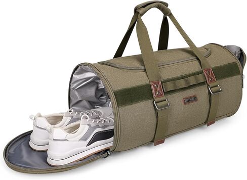 حقائب سفر من القماش الخشن من WITZMAN للرجال، حقيبة سفر كبيرة من القماش لعطلة نهاية الأسبوع طوال الليل، حقيبة من القماش الخشن مع حجرة أحذية (A8006 بني) in Kuwait