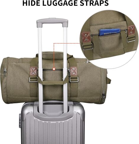 حقائب سفر من القماش الخشن من WITZMAN للرجال، حقيبة سفر كبيرة من القماش لعطلة نهاية الأسبوع طوال الليل، حقيبة من القماش الخشن مع حجرة أحذية (A8006 بني) in Kuwait