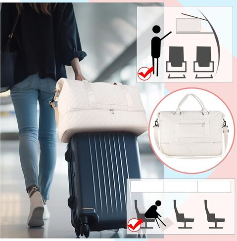 Weekender Bags for Women Travel, Carry on Overnight Bag Weekender Bag with Shoe Compartment and Wet Pocket Travel Duffle Bag with Toiletry Bag Gym Travel Versatile Luggage Bag (Black) in Saudi Arabia