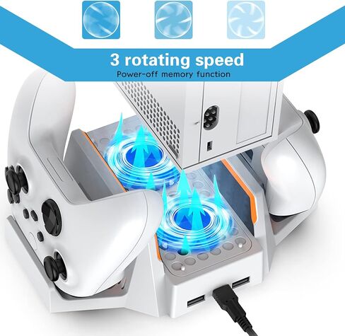 CTPOWER Upgraded Xbox Series S Cooling Stand with Dual Cooling Fan 3 Level Adjustable Speed, Dual Controller Charger with LED Indicator USB Port - 2 x 800mAh Rechargeable in Saudi Arabia