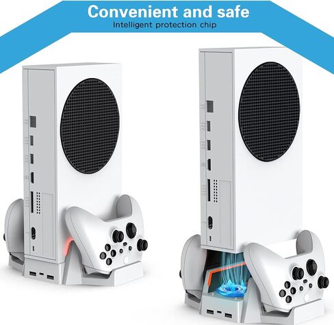CTPOWER Upgraded Xbox Series S Cooling Stand with Dual Cooling Fan 3 Level Adjustable Speed, Dual Controller Charger with LED Indicator USB Port - 2 x 800mAh Rechargeable in Saudi Arabia
