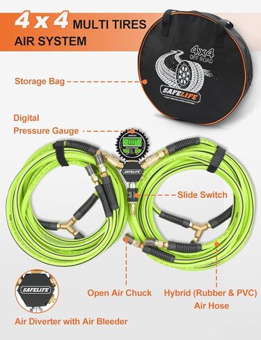 4 نظام نفخ الإطارات، 4 نظام نفخ الإطارات، نظام نفخ الهواء السريع 4 إطارات - نفخ أو تفريغ جميع الإطارات الأربعة في وقت واحد، يناسب قاعدة العجلات حتى 155 بوصة in Kuwait