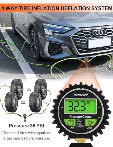 4 نظام نفخ الإطارات، 4 نظام نفخ الإطارات، نظام نفخ الهواء السريع 4 إطارات - نفخ أو تفريغ جميع الإطارات الأربعة في وقت واحد، يناسب قاعدة العجلات حتى 155 بوصة in Kuwait