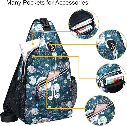 MOSISO Sling Backpack, Multipurpose Travel Hiking Daypack Rope Crossbody Shoulder Bag, Rosa Banksiae in Saudi Arabia