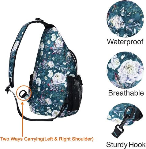 MOSISO Sling Backpack, Multipurpose Travel Hiking Daypack Rope Crossbody Shoulder Bag, Rosa Banksiae in Saudi Arabia