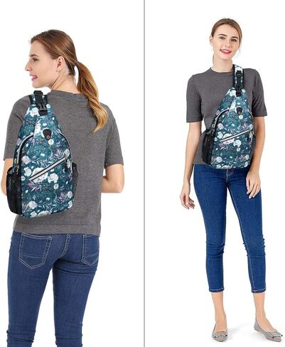 MOSISO Sling Backpack, Multipurpose Travel Hiking Daypack Rope Crossbody Shoulder Bag, Rosa Banksiae in Saudi Arabia