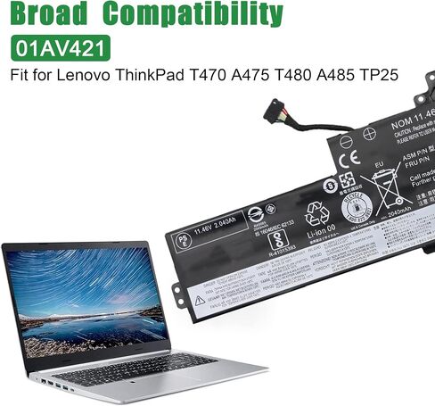 01AV421 SB10K97578 استبدال بطارية الكمبيوتر المحمول لينوفو ثينك باد T470 T480 A475 A485 TP25 Series Notebook 01AV419 01AV420 01AV489 SB10K97576 SB10K97577 11.46V 24Wh 2095mAh in Saudi Arabia