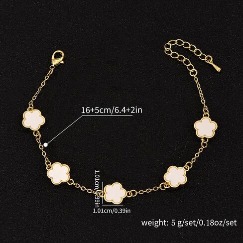 Four Leaf Clover Earring and Bracelet Set for Women Lucky Flower 14K Gold Jewelry in Kuwait