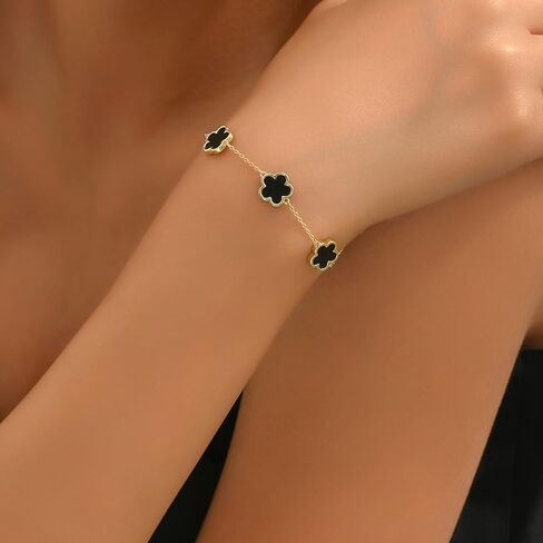 Four Leaf Clover Earring and Bracelet Set for Women Lucky Flower 14K Gold Jewelry in Kuwait