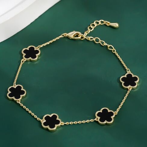 Four Leaf Clover Earring and Bracelet Set for Women Lucky Flower 14K Gold Jewelry in Kuwait