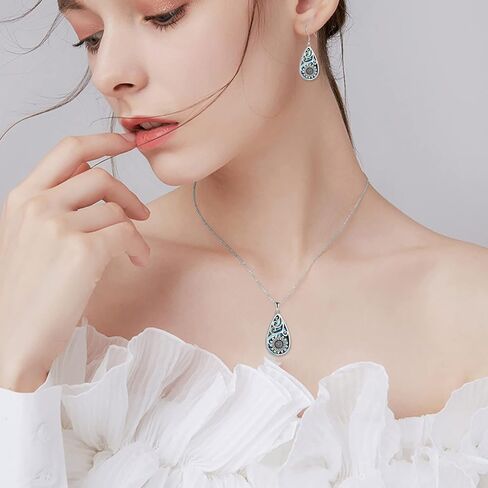 POPLYKE 925 Sterling Silver Sunlower Earrings Teardrop Abalone Jewelry Set For Women in Kuwait